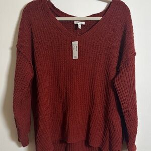 Maurices Size 0X plus size V-Neck Sweater - Deep Red NWT